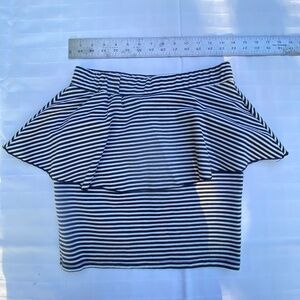 Black and White Stripe Skirt with Peplum - S